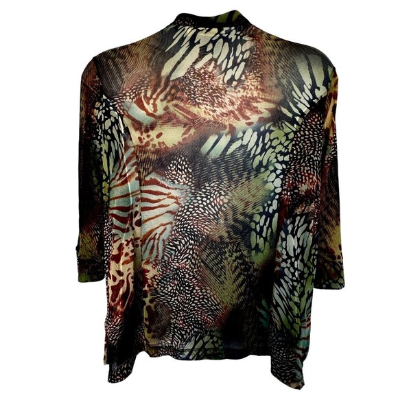 Drapers & Damons Multicolor Animal Print Open Cardigan Kimono Sheer Blouse Large - Picture 3 of 7